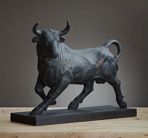 z- Spanish Fighting Bull (Restoration Hardware- Statue), Original- 19th C Spanish Bull, Bull Statue, Bull Sculpture, Bull Painting, Bull Art, Animal Statues, Marble Sculpture, Arte Animal, Sculpture Clay