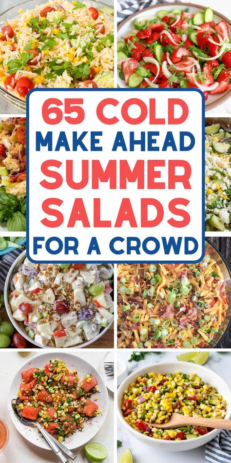 easy summer recipes for a crowd Cold Salad For Bbq, Bbq Sides For Large Groups, Barbecue Salads Side Dishes, Salads For A Potluck, Sides With Sandwiches Ideas, Hamburger Sides Ideas Easy, Salad For Barbecue, Grill Out Side Dishes, Cold Summer Sides