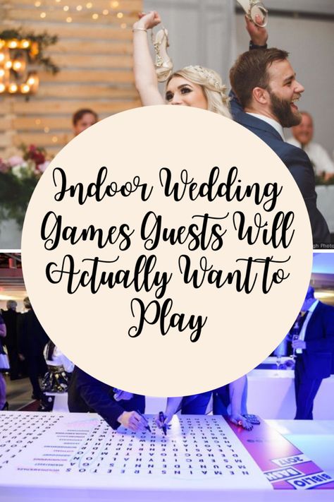 Indoor Wedding Games Guests Will Actually Want to Play - Fun Party Pop Including Students In Wedding, Wedding Set Up Reception Layout, Wedding Cocktail Hour Games Indoor, Small Wedding Games, Dj Games For Wedding, Cheap Wedding Activities, Cocktail Hour Activities Wedding Indoor, Indoor Winter Wedding Reception, Wedding Reception Games For Guests Funny