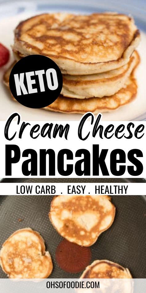 Text reads keto cream cheese pancakes Keto Breakfast Cream Cheese, Essen, Keto Crepes Recipe Cream Cheese, Keto Cream Cheese Pancakes 2 Ingredients, Keto Pancake Recipes Easy, Quick Breakfast Ideas Low Carb, Low Carb Pancakes Cream Cheese, Fluffy Low Carb Pancakes, Keto Recipes Easy Breakfast