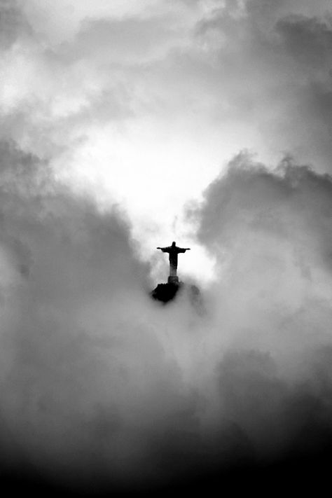 Christ the Redeemer statue - Rio de Janeiro, Brazil | Sky | Clouds | Black  White | Photography | Beautiful | South America | Dark | Moody | Statue | www.republicofyou... Magic Places, Christ The Redeemer, Ayat Alkitab, Jesus Art, 판타지 아트, Jesus Pictures, Jolie Photo, Belle Photo, Holy Spirit