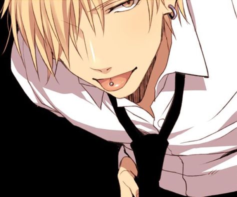 Anime boy, blonde hair, w/ tongue piercing Tounge Piercing Drawing, Anime Guy Mouths, Blonde Hair Anime Boy, Manga Mouth, Tounge Piercing, Male Manga, Anime Mouths, Human Pikachu, Kawaii Faces