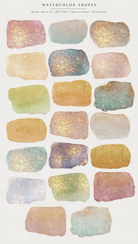 Glitter Scrapbook Ideas, Glitter Watercolor Art, Glitter Watercolor Painting, Muted Watercolor, Shapes Png, Glitter Watercolor, Png Overlays, Whatsapp Theme, Watercolor Shapes