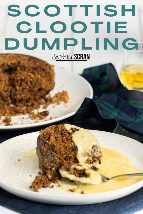 Easy Clootie Dumpling Recipe - Scottish Scran Scottish New Years Traditions, Scottish Meals, Scottish Puddings, Scottish Scran, Parkin Recipes, Haggis Recipe, Scottish New Year, Scottish Kitchen, Clootie Dumpling