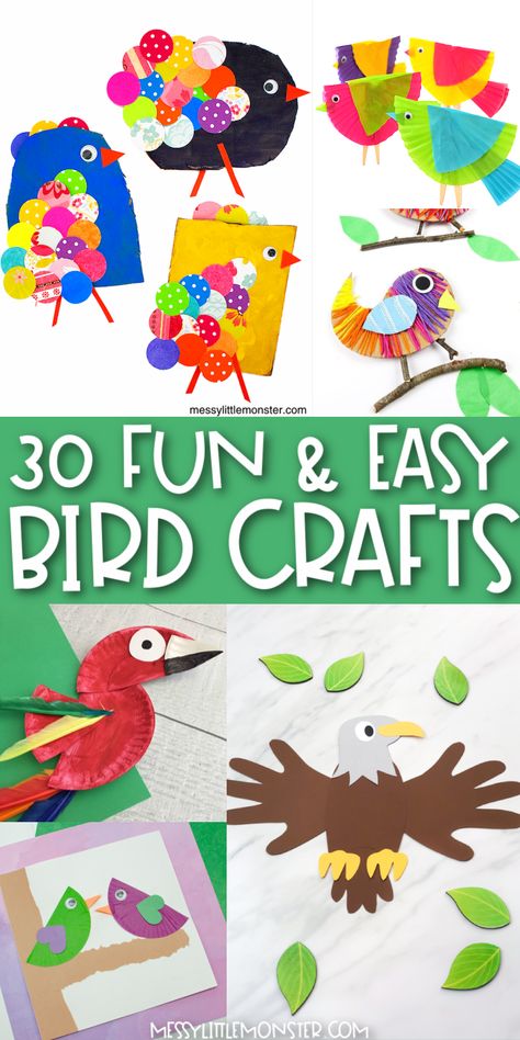 Bird Crafts For Kids Easy, Kids Crafts Birds, Bird Crafts For Kids, Bird Crafts Preschool, Crafts For Kids Easy, Birds For Kids, Bird Nest Craft, Peacock Crafts, Flamingo Craft