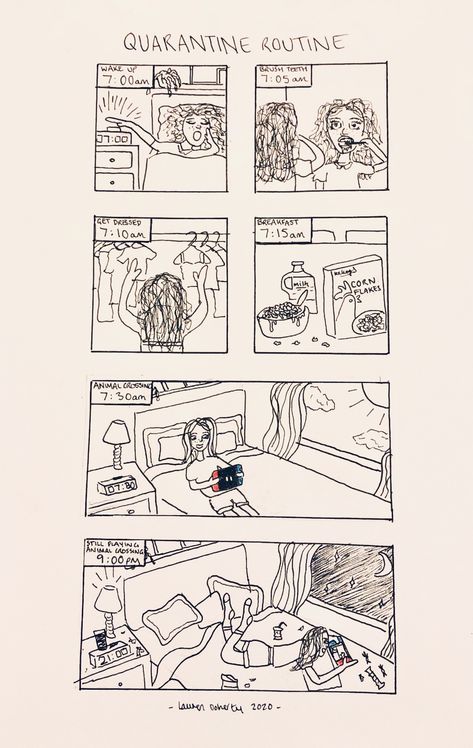 W3 | Comic Strip - Quarantine Routine #oneperday2020 on Behance Comic Strip Sketch, Comic Strip Characters To Draw, Comics Ideas Draw, Simple Comic Strip Ideas, Comic Strip Ideas Student, Easy Comic Strip Ideas, Comics Drawing Style, Story Board Drawing, Easy Comics