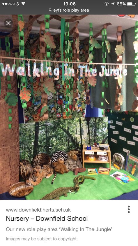 Jungle Area Eyfs, Animal Habitat Dramatic Play, Wild Animals Dramatic Play Preschool, Walking In The Jungle Activities, Rainforest Eyfs Activities, Jungle Role Play Area Eyfs, Rainforest Dramatic Play Preschool, Eyfs Jungle Activities, Zoo Role Play Area