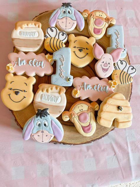 Winnie The Pooh Three Birthday, Winnie Pooh Theme Party, Pooh Decorations Party, 100 Acre Woods Birthday Party, Winnie The Pooh Birthday Pictures, Winnie The Pooh Cake Simple, Pooh Bear Second Birthday, Winnie The Pooh First Birthday Cookies, Piglet First Birthday Party Ideas