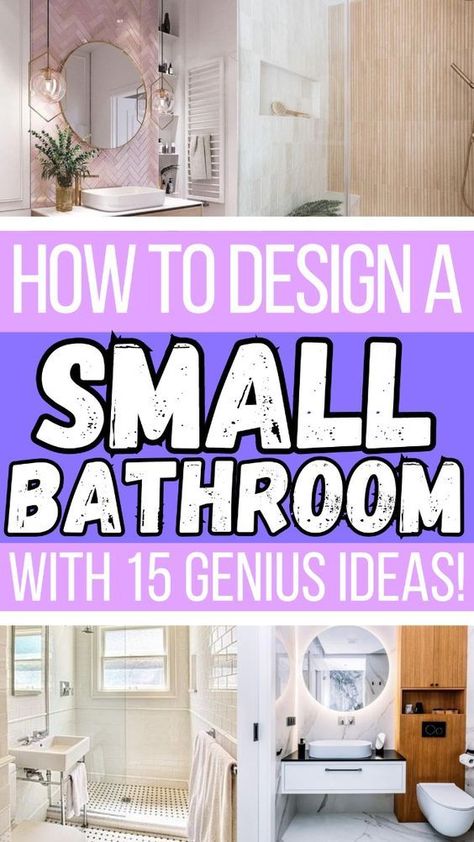 Figuring out your small bathroom design? Here are 15 of the best small bathroom ideas & bathroom inspirations, perfect for transforming your very small bathroom into a spacious oasis! With tips & tricks, plus small bathroom decor ideas, small bathroom storage ideas and bathroom interior knowledge, you will for sure be inspired! Small Elegant Bathroom, Minimalist Small Bathrooms, Small Master Bath, Spacious Bathroom, Small Full Bathroom, Small Bathroom Remodel Designs, Very Small Bathroom, Bathroom Design Small Modern, Bathroom Storage Ideas