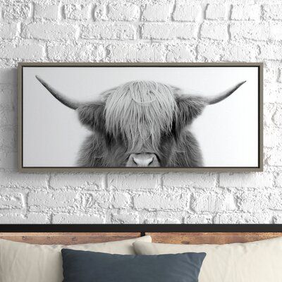 Highland Cow Art Living Room, Highland Cow Decor Bedroom, Bedroom Decor Pictures Wall, Monochromatic Colour, Cow Portrait, Rustic Artwork, Cow Stuff, Highland Cow Painting, Ski Condo