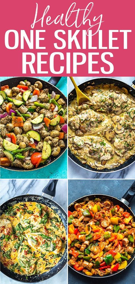 These One Skillet Recipes are a lifesaver when it comes to last-minute meal prep. Add some protein, veggies and starch for an easy dinner! #onepan #skillet Skillet Dinners Healthy, Easy Skillet Dinner Recipes, Cast Iron Recipes Dinner, Healthy Skillet Meals, Cast Iron Skillet Recipes Dinner, Easy Skillet Dinner, Protein Veggies, Healthy One Pot Meals, Skillet Dinner Recipes