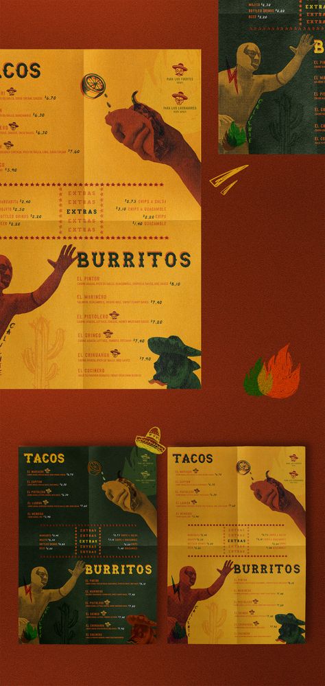 DURANGO - Mexican Restaurant Branding on Behance Mexican Food Slogan, Logo Mexicano, Restaurant Mexicano, Mexican Food Menu, Mexican Graphic Design, Mexican Restaurant Design, Restaurant Graphics, Mexican Bar, Taco Restaurant