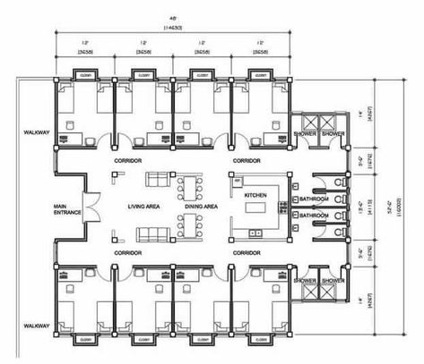 Co Living Concept, Dorm Planning, Dorm Layout, Hotel Room Plan, School Floor Plan, School Floor, Dorm Room Layouts, Shelter Ideas, Hotel Floor Plan