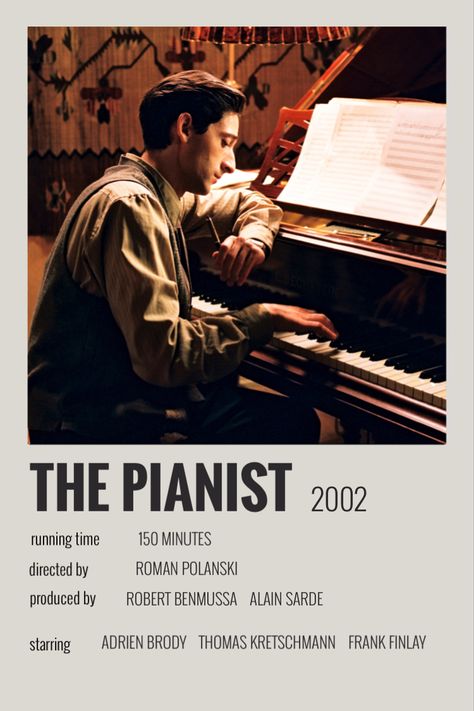 the pianist polaroid poster by summersorrows The Pianist Movie, Pianist Movie, Ed Stoppard, Emilia Fox, The Pianist, Adrien Brody, Movie Card, Iconic Movie Posters, Film Posters Minimalist