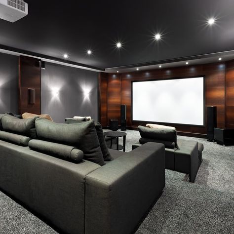 Home Theater Wall Color (Paint Color Guide) – Designing Idea Home Theater Rooms Small, Theatre Room Ideas, Media Room Seating, Small Home Theaters, Small Media Room, Movie Theater Rooms, Home Theater Room Design, Basement Home Theater, Theater Room Design