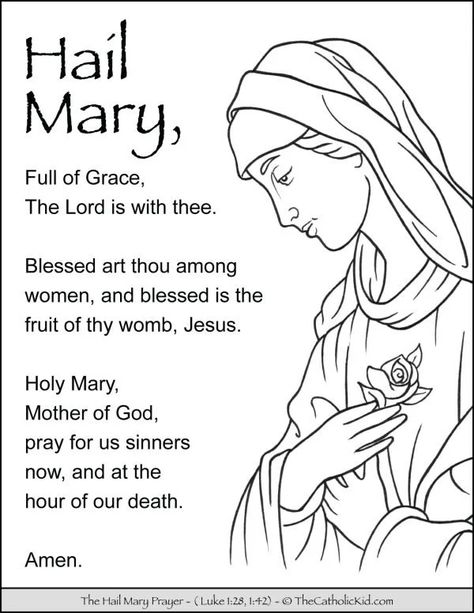 You searched for hail mary - The Catholic Kid - Catholic Coloring Pages and Games for Children Hail Mary Prayer Catholic, Mary Coloring Page, Hail Mary Prayer, Mary Mother Of God, Our Father Prayer, Catholic Beliefs, Prayers To Mary, Apostles Creed, Bedtime Prayer