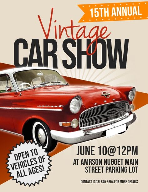 Vintage Car Show Poster, Retro Car Poster Graphic Design, Retro Flyer Design, Vintage Flyer Design, Cars Vintage Poster, Y2k Template, Car Flyer Design, Car Show Poster, Retro Car Poster