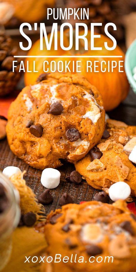 There are literally thousands of fantastic cookie recipes to choose from but, if you want to try something different, you can't go wrong with pumpkin s'mores cookies. They're soft, sweet and very more-ish, offering plenty of amazing flavours in every bite! Pumpkin marshmallow cookies are great for any occasion, and ideal for pumpkin fans. The combo of pumpkin and s'mores flavours is a magical one! Pumpkin s'mores cookies are the perfect fall dessert. Essen, Smores Pumpkin Cookies, Pumpkin Marshmallow Dessert, Fall Time Food Ideas, Easy Fall Recipes Dinner Comfort Foods, Homemade Fall Recipes, The Best Fall Recipes, Fall Flavor Desserts, Fall Dessert Appetizers