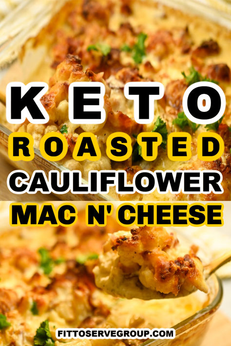 Roasted Cauliflower Mac & Cheese (Keto) Califlower Mac And Cheese, Keto Roasted Cauliflower, Cauliflower Recipes Low Carb, Gluten Free Mac And Cheese, Keto Mac And Cheese, Easy Mac N Cheese, Carb Sides, Keto Lunches, Mac And Cheese Casserole