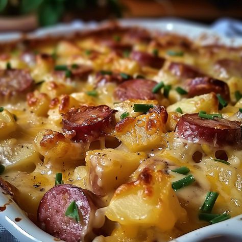 Experience the ultimate comfort food with our Kielbasa Sausage Cheesy Potato Casserole recipe. This hearty dish combines savory kielbasa sausage, tender potatoes, and creamy cheese for a satisfying meal that’s perfect for family dinners or ... READ MORE Meal Ideas With Kielbasa, Kielbasa Potato Cheese Casserole, Sausage Cheesy Potatoes, Kielbasa Bake Recipes, Kielbasa Sausage Cheesy Potato Casserole, Meals Using Kielbasa, Kielbasa And Potato Casserole, Kielbasa And Mashed Potatoes, Crockpot Potatoes And Kielbasa