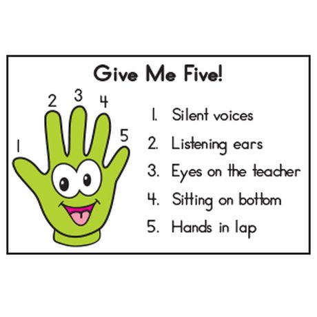 Give Me Five, Lesson Plans - The Mailbox Give Me 5, Attention Getters, Teaching Classroom Management, Attention Grabber, Give Me Five, Attention Grabbers, Worksheets Kindergarten, Classroom Behavior Management, Behaviour Management