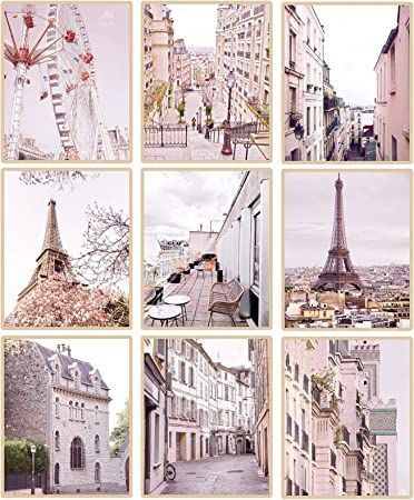 9 Pieces Paris Decor for Bedroom, Pink Paris Poster Wall Art Prints Eiffel Tower City Pictures Bathroom Office Living Room Wall Decor for Girls Women, 8” x 10”,Unframed Paris Theme Room, Wallpaper Paris, Paris Room Decor, Paris Decor Bedroom, Room Pics, Paris Wall Decor, Wall Art Light, Tower City, Paris Rooms