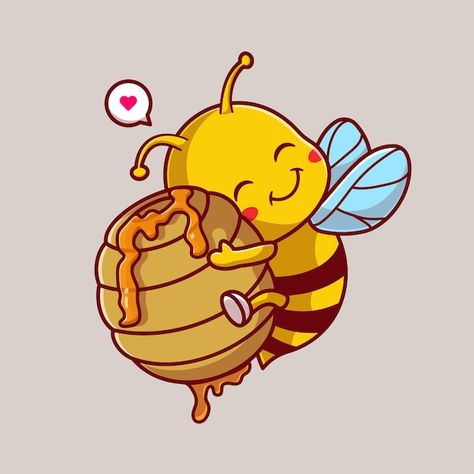 Honeycomb Cartoon, Bee Cartoon Images, Tattoo Different, Benefits Of Raw Honey, Honey Bee Cartoon, Honey Bee Drawing, Honey Illustration, Cute Honey Bee, Honeycomb Tattoo