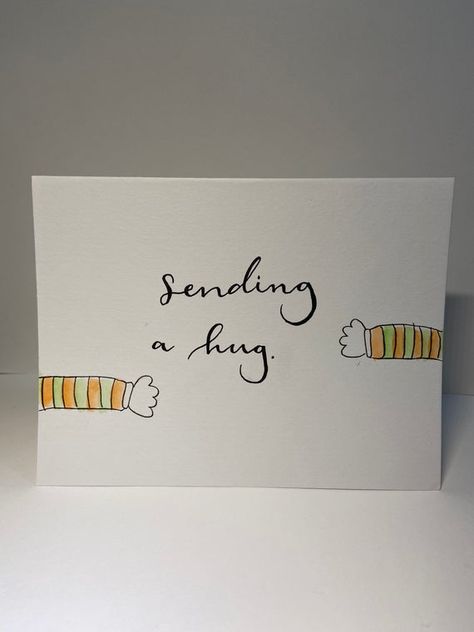 Farewell Card Ideas Handmade Easy, Miss You Watercolor Card, Moving Away Cards Diy, Hug Day Gift Ideas For Him, Good Bye Cards Handmade, Miss You Card Ideas, Encouraging Cards For Friends, Sending Hugs Card, Handmade Farewell Cards For Friends