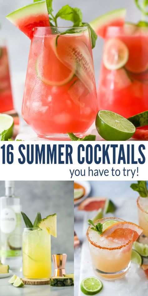 These refreshing Summer Cocktails are here to help you relax and recharge when the weather gets hot. Whether you're by the pool or enjoying a laid-back happy hour, these boozy beverages are bound to hit the spot! #summercocktails #cocktailrecipes #summerdrinks #cocktails #cocktailideas Essen, Summer Mocktail Recipes, Summer Drinks Nonalcoholic, Pool Cocktails, Summer Mocktails, Easy Mocktails, Homemade Strawberry Lemonade, Easy Mixed Drinks, Pool Drinks