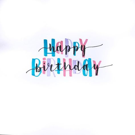 Brush Lettering Happy Birthday, Happy Birthday Caligraphy, Birthday Bullet Journal, Happy Birthday Hand Lettering, 30th Birthday Quotes, Happy Birthday Calligraphy, Happy Birthday Writing, Happy Birthday Font, Happy Birthday Words