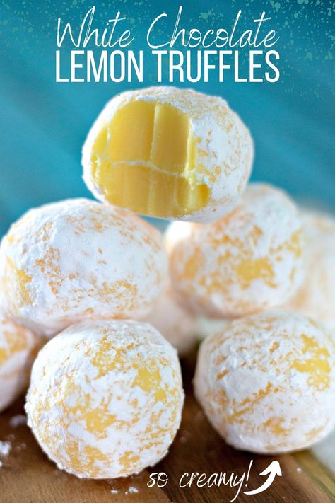 Lemon Truffle Recipe, Easy Lemon Cheesecake, No Bake Truffles, Lemon Truffles, Finger Desserts, Chocolate Lemon, Lemon Cheesecake Bars, White Chocolate Truffles, Lemon Dessert Recipes