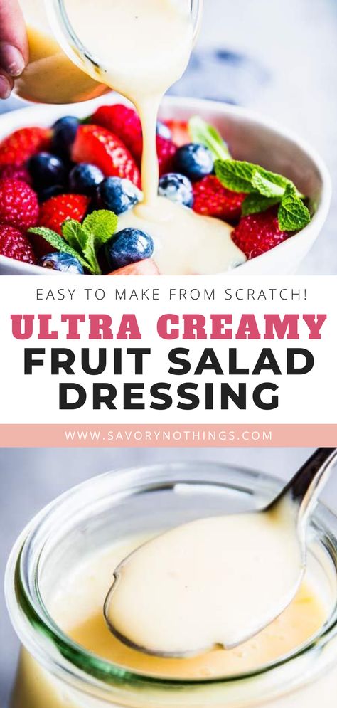 Healthy Custard, Fruit Salad With Cream, Fruit Salad Dressing, Creamy Fruit Salad, Fruit Salad Decoration, Fruit Dressing, Taco Salat, Easy Fruit Salad Recipes, Creamy Fruit Salads