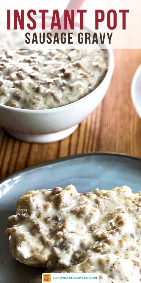 Essen, Easy Instapot Recipes, Easy Sausage Gravy, Instant Pot Sausage, Breakfast Dessert Recipes, Instapot Recipes Chicken, Sausage Gravy Recipe, Breakfast Sausage Recipes, Main Course Dishes