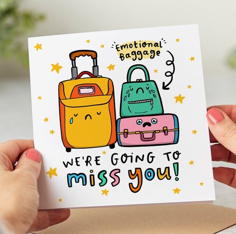 Emotional Baggage Funny Leaving Card Leaving New Job Card - Etsy UK Memorable Office Farewell Card for Coworkers and Colleagues Bye Cards For Friends, Farewell Cards Diy, Farewell Card Ideas Handmade, Diy Goodbye Cards, Farewell Party Ideas, Diy Cards For Friends, Farewell Greeting Cards, Farewell Gifts For Friends, Funny Leaving Cards