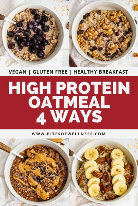 High Protein Oatmeal | 4 Ways Protein Oatmeal Recipes, High Protein Oatmeal, 20 Grams Of Protein, Healthy Oatmeal Recipes, Viral Recipes, Protein Recipe, Protein Oatmeal, Breakfast Oatmeal Recipes, Natural Detox Drinks