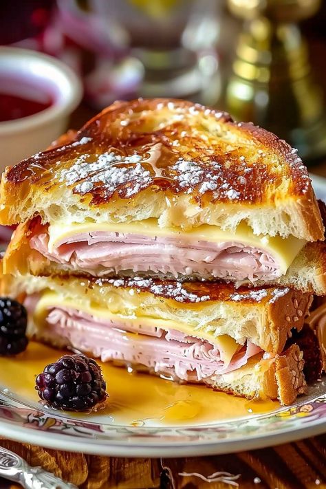 Ultimate Monte Cristo Sandwich Chapati, Paninis, Baguette, Ham And Gruyere, Monte Cristo Sandwich, Sandwhich Recipes, Best Sandwich Recipes, Monte Cristo, Burgers Sandwiches