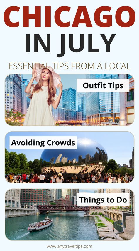 Visiting Chicago in July? Check out our complete guide with essential tips from a local: What to wear in July (outfit tips), how to avoid the summer crowds, the best things to do, and many more Chicago travel tips for July. Chicago Going Out Outfits Summer, Summer Chicago Outfits 2024, Chicago Summer Outfits 2023, Chicago Trip Outfit Summer, Summer Chicago Outfits 2023, Outfits For Chicago Summer, Summer Outfits Chicago, Summer In Chicago Outfit, Chicago Outfits Summer