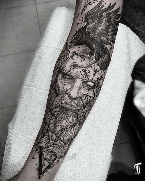 Viking Tattoos For Men, Women Viking, Fenrir Tattoo, Mangas Tattoo, Viking Warrior Tattoos, Norse Mythology Tattoo, Viking Tattoo Symbol, Viking Tattoo Sleeve, Viking Tattoo