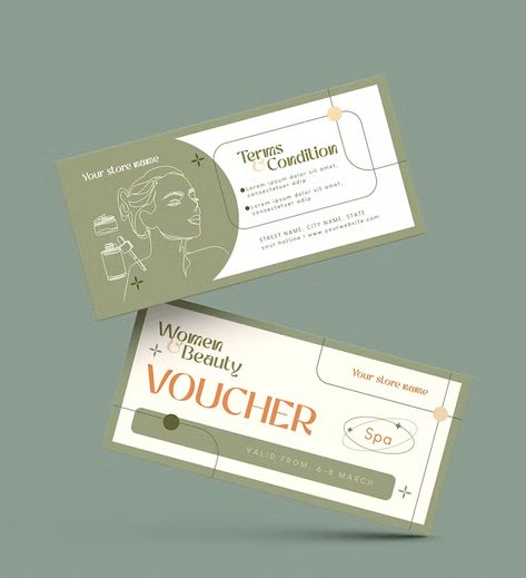 Spa Voucher Design, Gift Vouchers Design, Vouchers Design, Gift Voucher Design Ideas, Voucher Design Coupon, Voucher Design Ideas, Voucher Spa, Event Badge Design, Motion Design Trends