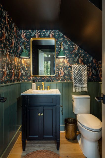 The Top 10 Powder Rooms of 2022 Rustic Powder Room, Small Downstairs Toilet, Powder Room Design, A Frame Cabin, Unique Bathroom, Up House, Bathroom Wallpaper, Bathroom Renos, House Bathroom