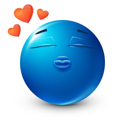 Send someone sweet this smiley that's got a lovable kiss to share. Blue Emoji, Kiss, Blue