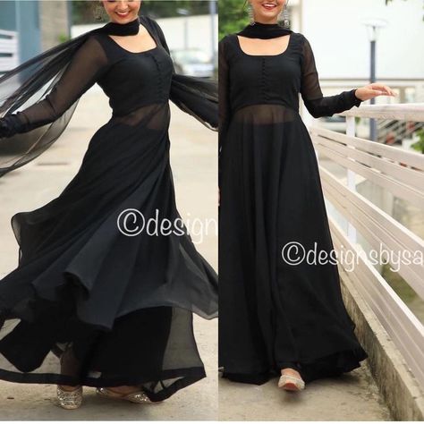 Excited to share this item from my #etsy shop: Black flaired anarkali ethnic gown readymade dress with wide plazzo chiffon dupatta indian womens party wedding clothes plus size available Black Anarkali Dress, Plazo Dress, Plazo Designs, Pakistani Gown, Ladies Suit Design, Ladies Suits Indian, Kurti Plazo, Black Anarkali, Umbrella Dress