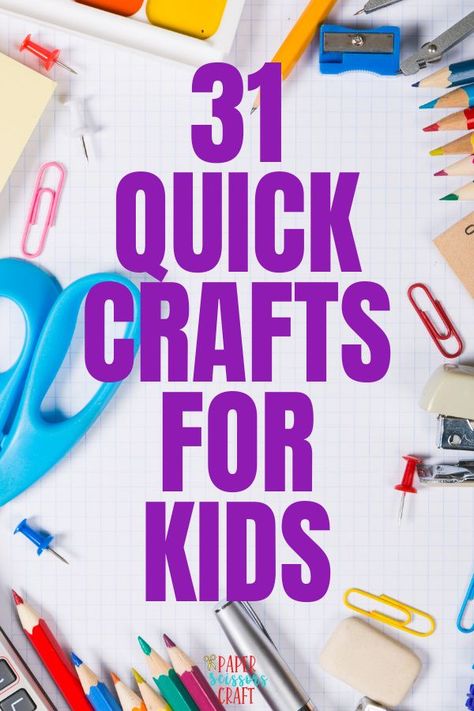 31 Quick and simple crafts for kids that take 10 minutes or less, easy crafts for kids, easy toddler crafts, easy kids activities, fast kids crafts, fast toddler crafts, fast activities for kids, diy crafts, cheap kids crafts, #quickcrafts, #simplecrafts, #kidscrafts, #toddlercrafts, #craftsforkids, #cheapcraftsforkids Easy 3rd Grade Crafts, Easy Crafts For Second Graders, Crafts For Seven Year Olds, Creative Art Ideas For Preschoolers, At Home Arts And Crafts For Kids, Quick Crafts For Preschoolers, Easy Crafts For 4 Yo, Crafts For After School Program, Art Crafts For Kids 2-3