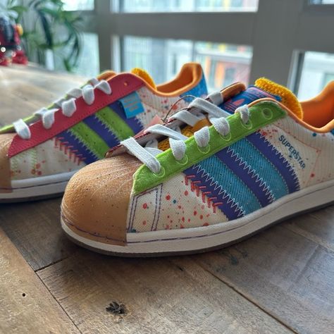 Never worn Adidas superstar shoes. Women’s 6.5. Paint splash. Adidas Superstar Shoes, Superstar Shoes, Adidas Shoes Superstar, Superstars Shoes, Paint Splash, Adidas Superstar, Shoes Women, Adidas Shoes, Adidas Women