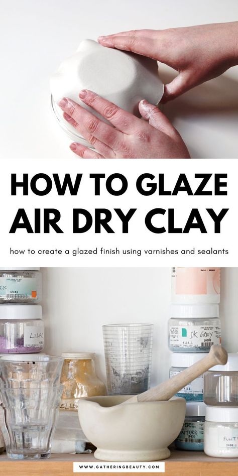 Glaze Air Dry Clay, Hantverk Diy, Homemade Clay, Diy Air Dry Clay, Hemma Diy, Air Dry Clay Projects, Clay Diy Projects, Clay Crafts Air Dry, Pottery Crafts