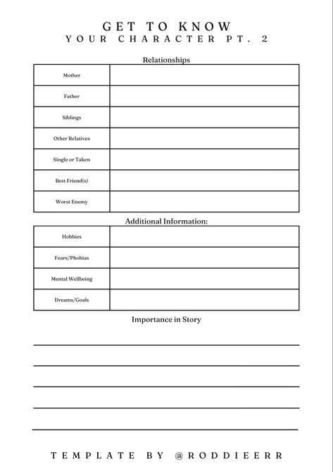 Basic Things To Know About Your Character, Book Character Info Sheet, Getting To Know Your Oc, Character Bio Template Writing, Character Planning Writing, Getting To Know Your Character, What You Should Know About Your Character, Character Outline Writing, Book Writing Planning Template