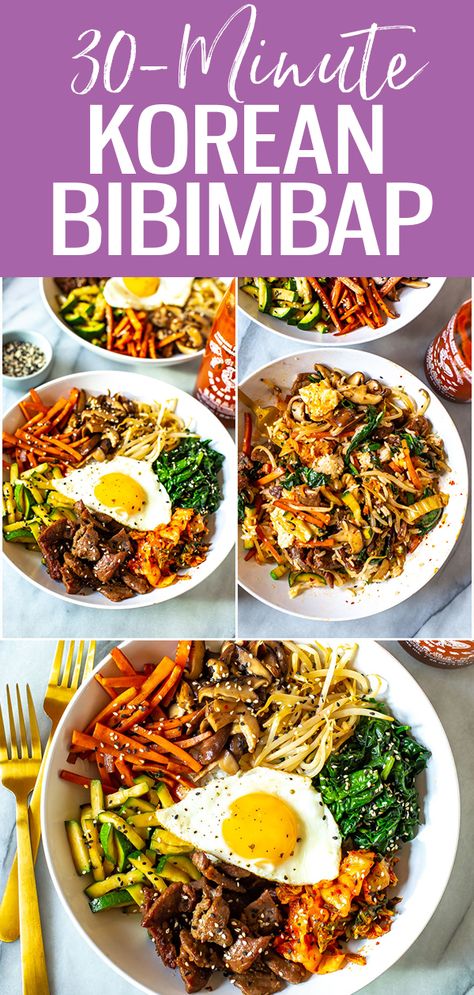 30 Minute Korean Bibimbap Recipe | The Girl on Bloor Korean Food Recipes, Fried Rice Aesthetic, Egg Fried Rice Recipe Easy, Rice Aesthetic, Fried Rice Egg, Easy Egg Fried Rice, Koreansk Mad, Rice Recipe Easy, Egg Fried Rice Recipe