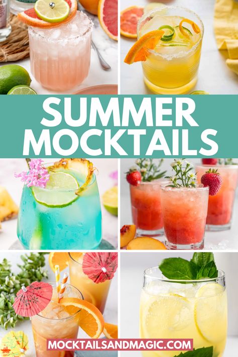 Summer Mocktail Recipes – Elevate your summer BBQ’s with these easy summer mocktails! Refreshing, fun non-alcoholic summer cocktails and perfect for those who want to enjoy drinks without the booze. Non-alcoholic cocktails, non-alcoholic drinks, summer mocktails. Mocktail Recipe Big Batch, Classic Mocktail Recipe, Good Summer Drinks Non Alcoholic, Easy Yummy Cocktails, Easy Summer Mocktails Non Alcoholic, Summer Drinks Without Alcohol, Tropical Mocktail Recipe, Low Sugar Mocktails Non Alcoholic, Summer Alcoholic Drinks