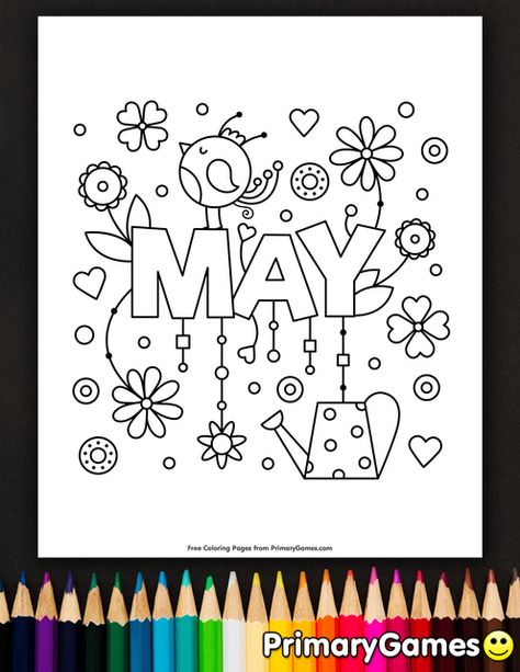 May Coloring Pages, Birth Colors, 달력 디자인, Spring Coloring Pages, Month Colors, Cute Coloring Pages, Coloring Pictures, Free Coloring Pages, Colouring Pages