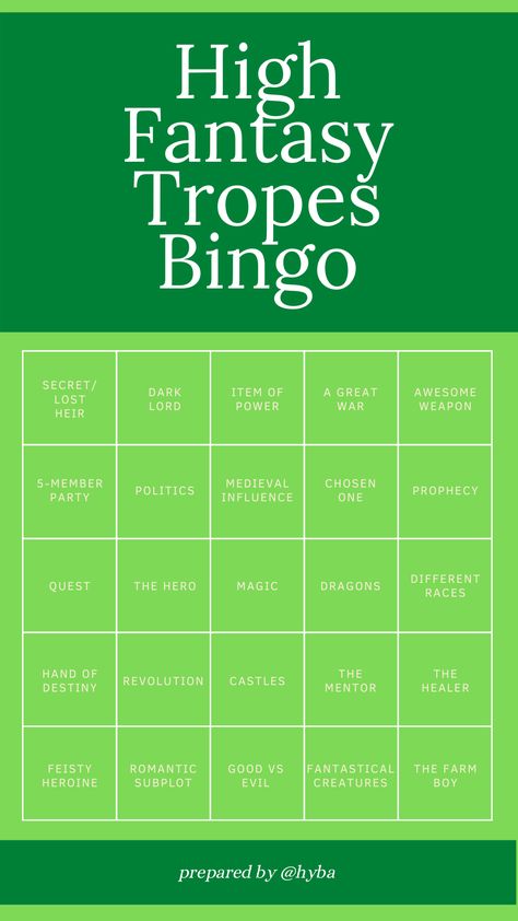 Check out this bingo card I made with popular high fantasy tropes! Check off all the ones you enjoy, or all the ones that the book you're currently reading has, or even all the ones your own story that you are currently writing has! Fantasy Tropes, High Fantasy Books, Free Bingo Cards, Writing Sight Words, Ya Fantasy Books, Book Reading Journal, Bingo Template, Book Prompts, Writing Fantasy